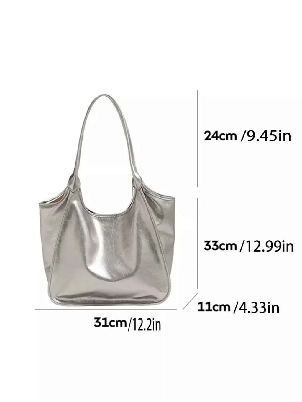 Metallic PU Leather Tote Bag
