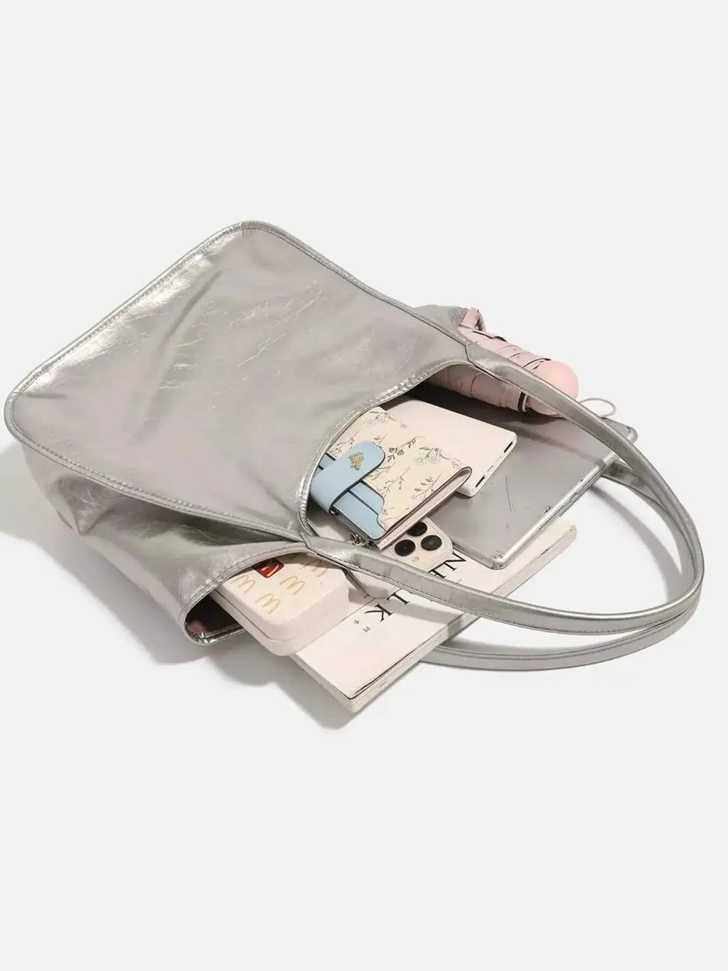 Metallic PU Leather Tote Bag