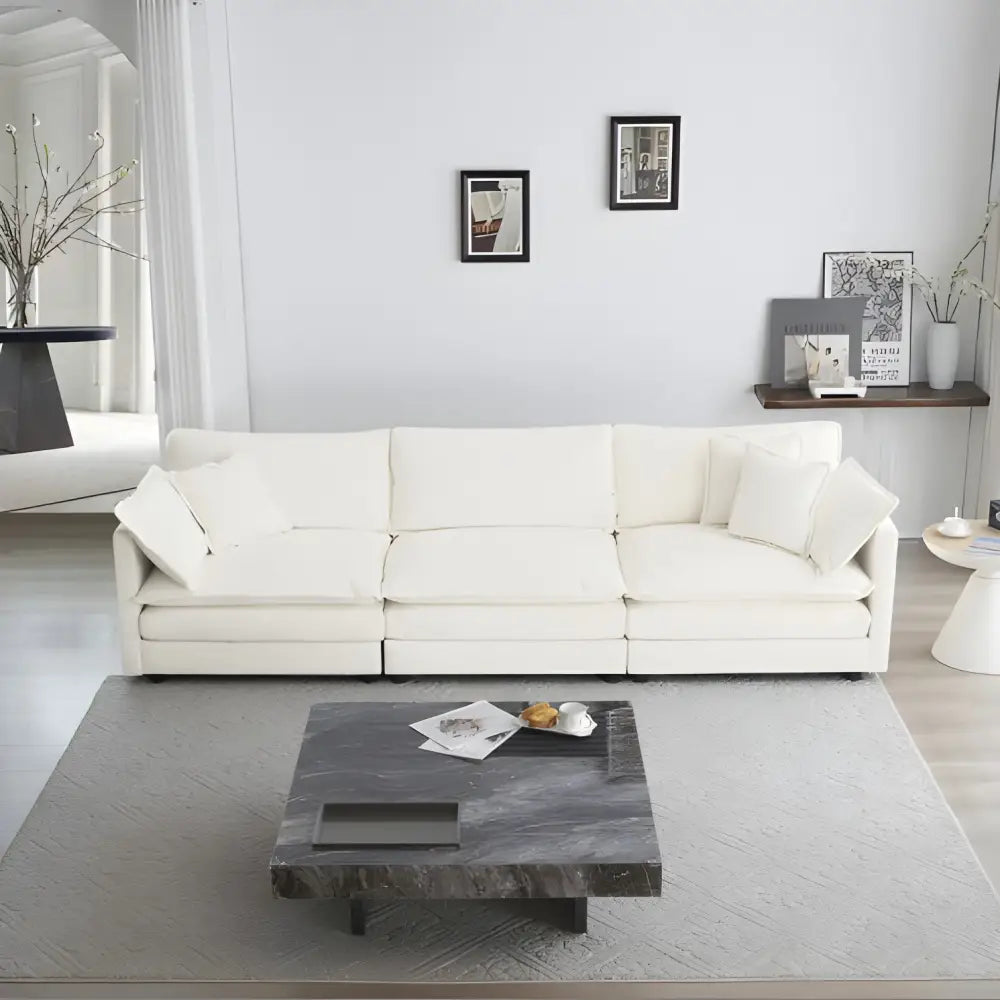 Elegant mid-century modern couch with plush pillows for luxury fashion $699.99 specification product information item