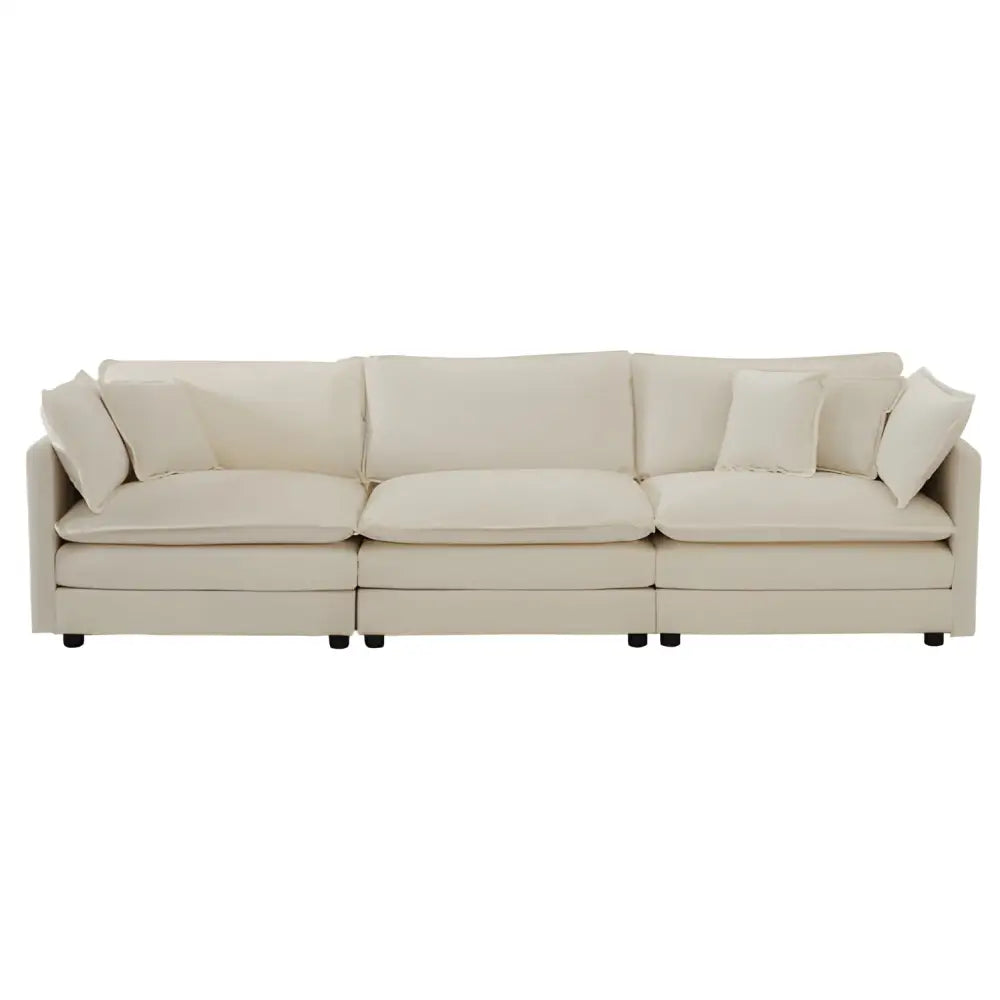 Elevate your space with luxury beige mid-century modern couch and pillows $699.99 specification product information