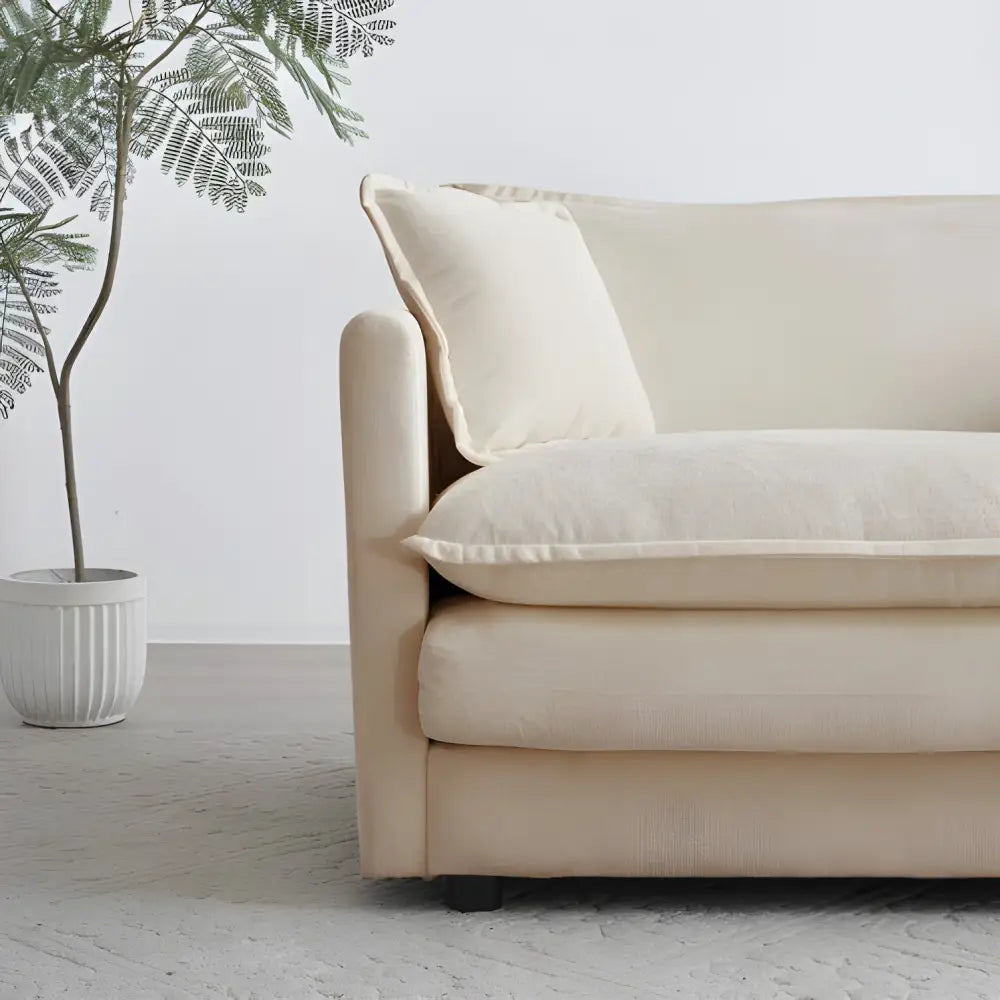 Elevate your space with luxury beige mid-century modern couch and pillows $699.99 specification product information