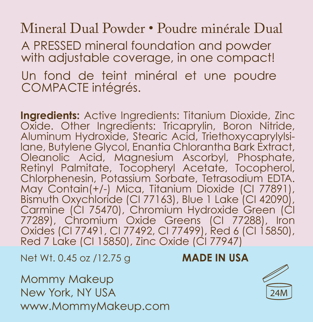 Mineral Dual Powder Foundation compact in medium/dark shade with SPF 15, pressed powder texture in beige tone