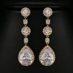 Minimalism Teardrop Round Zircon Long Dangle Earrings for Women 2021 Wedding Engagement Jewelry Bridal Drop Earrings Statement