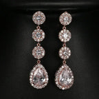 Minimalism Teardrop Round Zircon Long Dangle Earrings for Women 2021 Wedding Engagement Jewelry Bridal Drop Earrings Statement