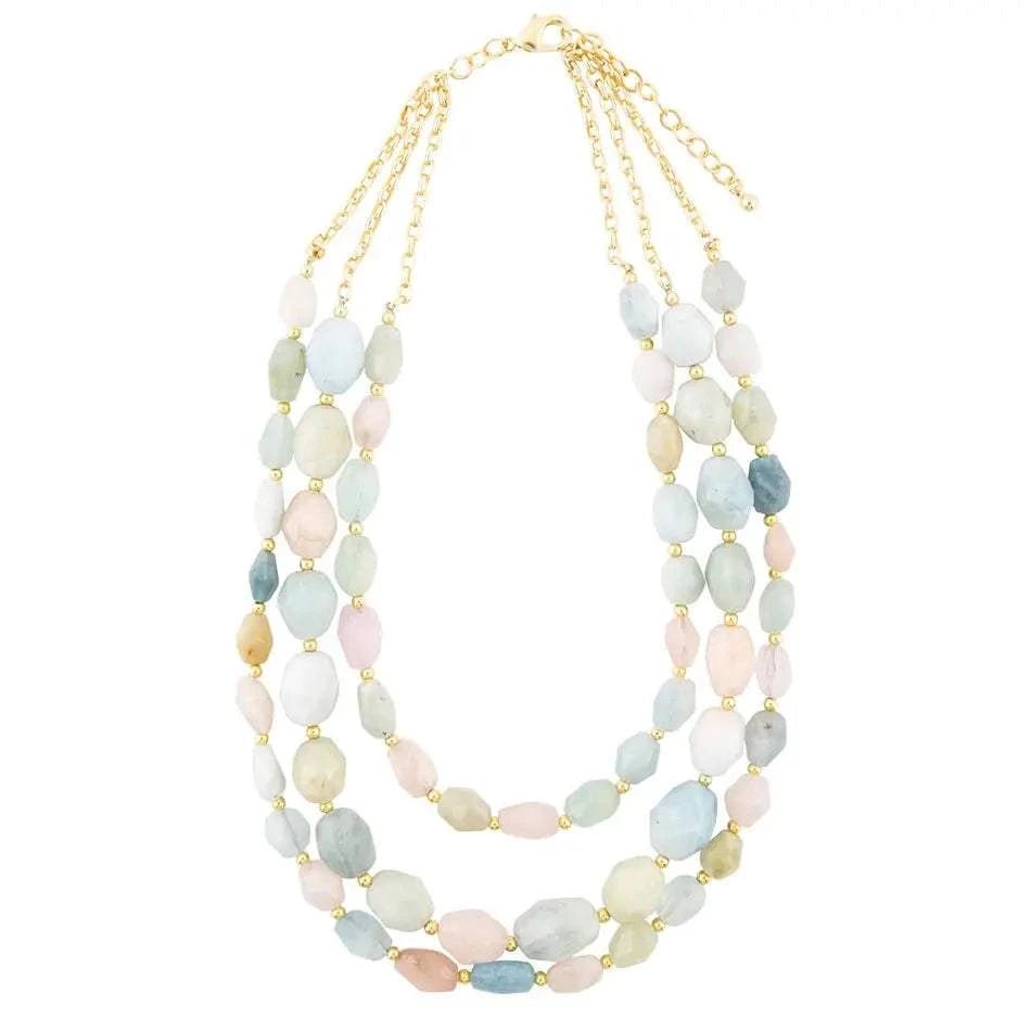 Mixed Morganite Pastel Statement Strand Necklace - Maven Couture IncNecklaces