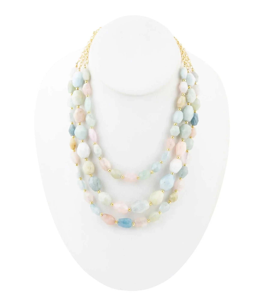 Mixed Morganite Pastel Statement Strand Necklace - Maven Couture IncNecklaces