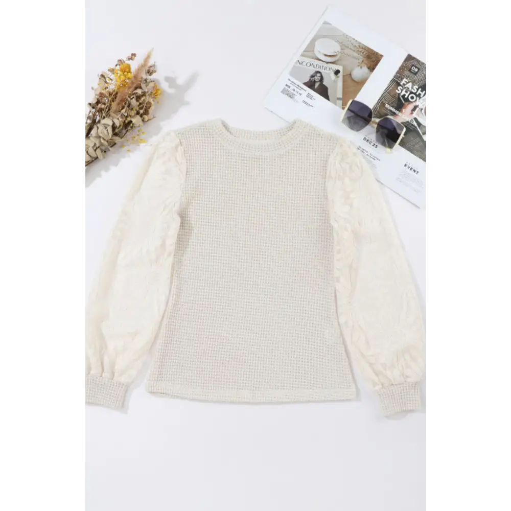 Elevate your wardrobe with the luxury mock neck lace long sleeve top $19.99 lace detail - an exquisite addition