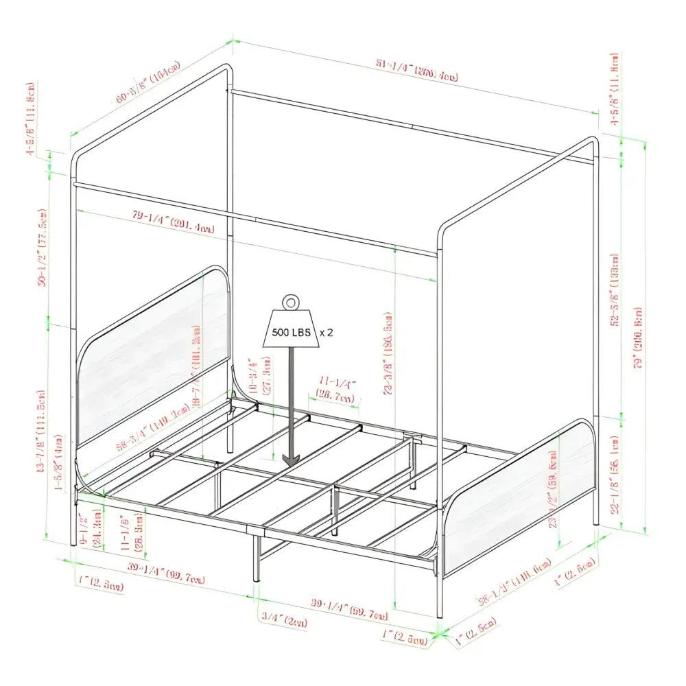 Elevate your space with the luxurious smoked oak canopy bedframe $549.99 furniture specification product information