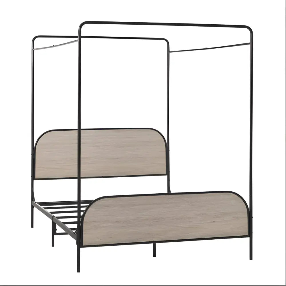 Elevate your space with the luxurious smoked oak canopy bedframe $549.99 furniture specification product information