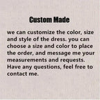 Custom made note on beige fabric background detailing color, size, style customization for Modern Wedding Dresses
