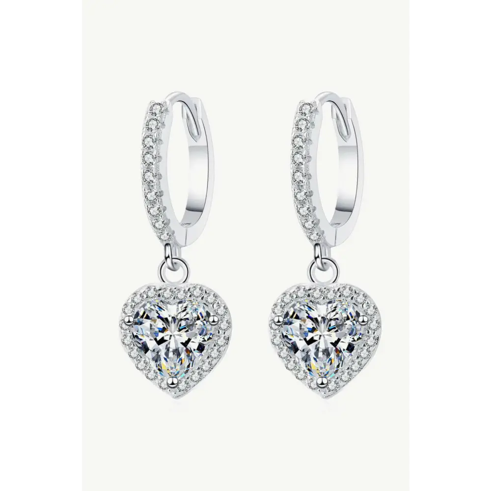 Heart-shaped moissanite earrings in sterling silver for luxury fashion $208 indulge in the allure of moissanite jewelry