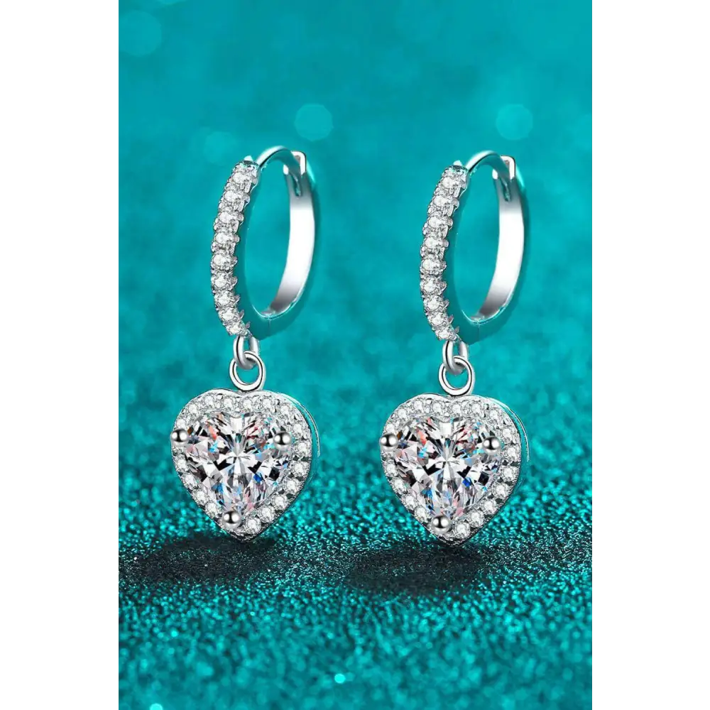 Heart-shaped moissanite earrings in sterling silver for luxury fashion $208 indulge in the allure of moissanite jewelry