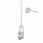 Moissanite Stud Earrings and pendant necklace set in 14K white gold overlay with round-cut sparkling stones and sterling silver chain