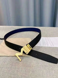 Montblanc M Buckle Reversible Leather Belt 'Black/Blue' - Maven Couture Inc