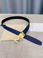 Montblanc M Buckle Reversible Leather Belt 'Black/Blue' - Maven Couture Inc