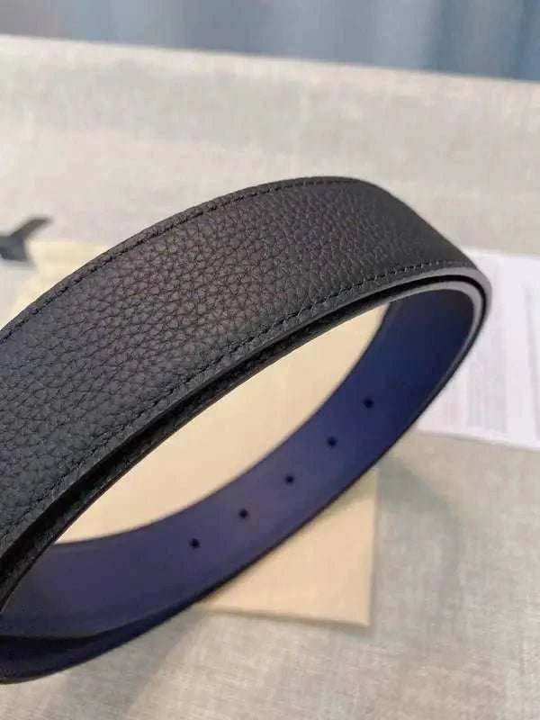 Montblanc M Buckle Reversible Leather Belt 'Black/Blue' - Maven Couture Inc