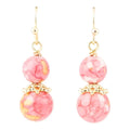 Mottled Pink Jade Golden Drop Earrings - Maven Couture IncEarrings