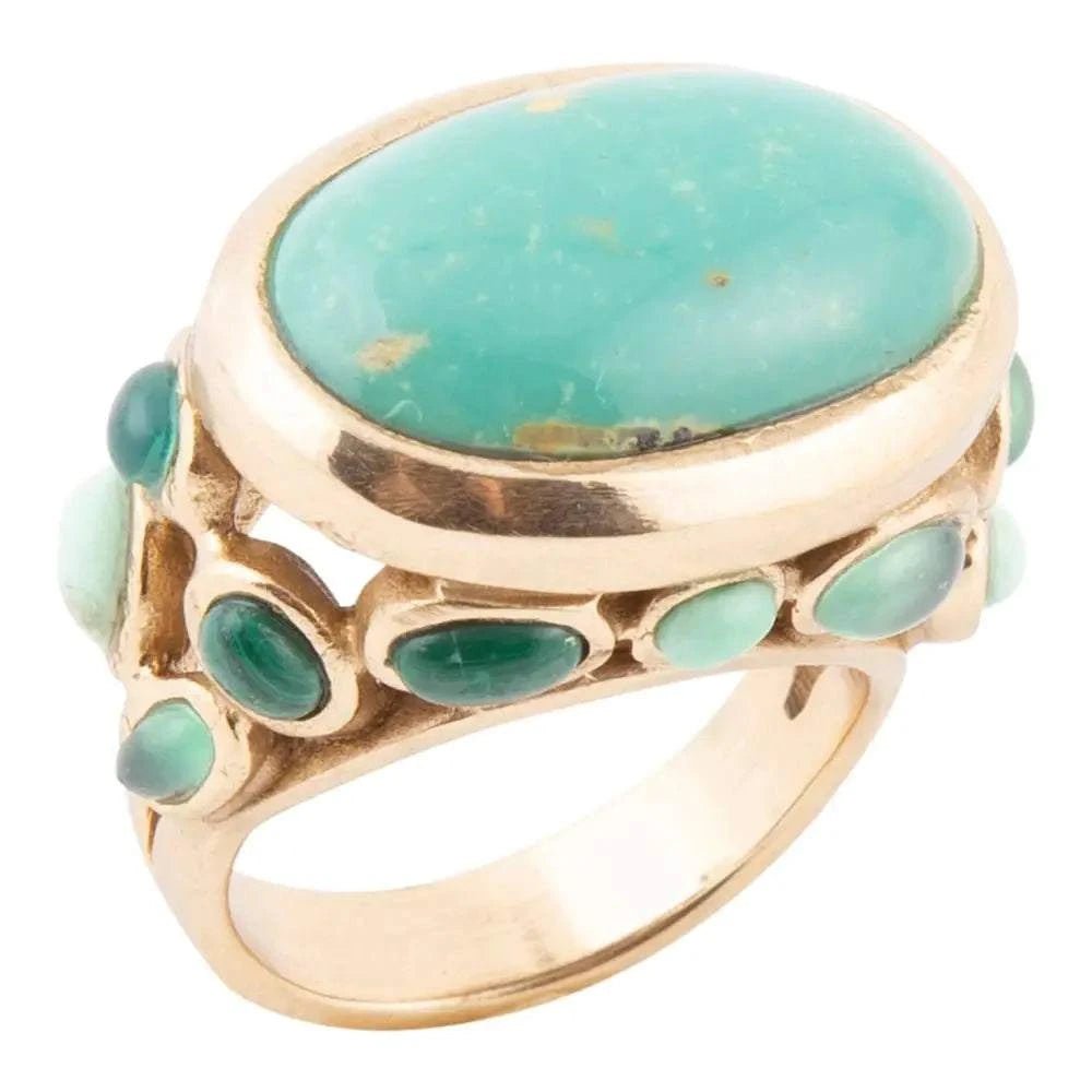 Multi Green Stones Golden Statement Ring - Maven Couture IncRings