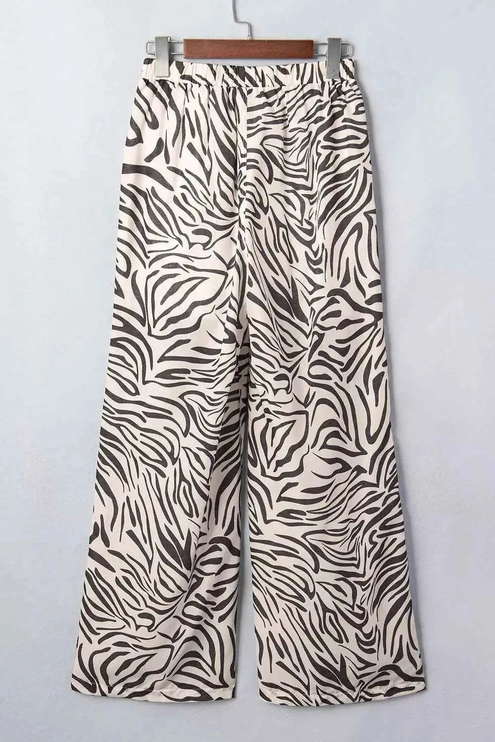 Multicolour Western Print zebra pattern elastic waist pants with drawstring and pockets in 100% polyester fabric