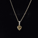 Natural 0.9 Carat Citrine Diamond Heart Locket with Silver Chain