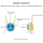 Natural 1.5 Carat Swiss Blue Topaz Chain Necklace with Diamond Halo