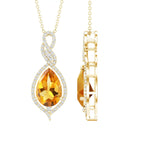 Natural 1.75 Carat Citrine Teardrop Bridal Necklace with Diamond