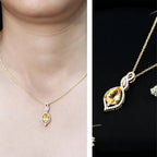 Natural 1.75 Carat Citrine Teardrop Bridal Necklace with Diamond