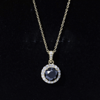 Natural 2.3 Carat Round Shaped Black and White Diamond Halo Necklace with Chain
