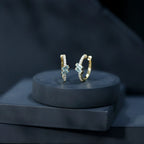 Natural Baguette Shape Sky Blue Topaz Diamond Hoop Earrings
