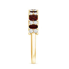 Natural Red Garnet Half Eternity Ring with Diamond