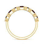 Natural Red Garnet Half Eternity Ring with Diamond