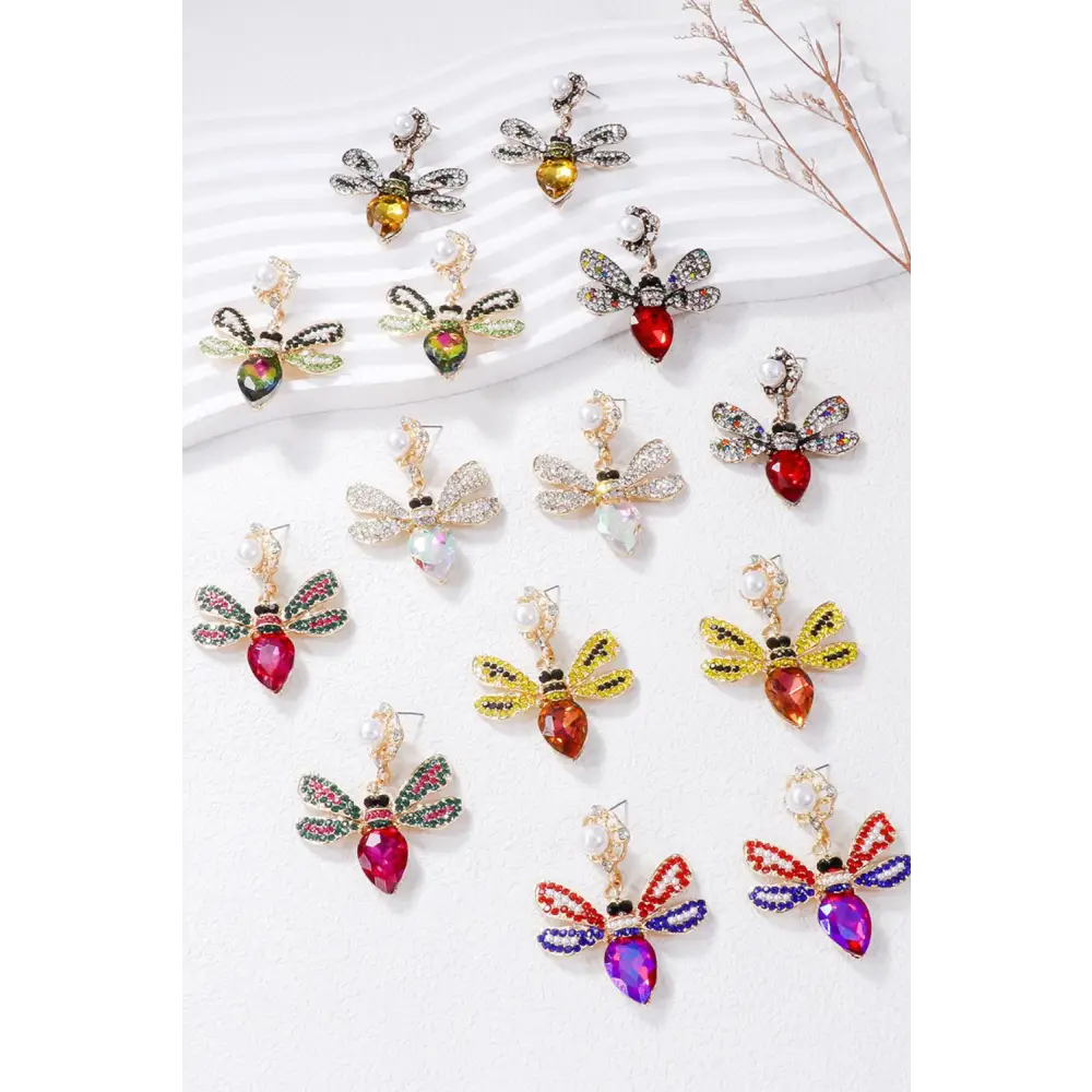 Natural stone bee dangle earrings for luxury fashion and exclusive style $9.99 1-pair alloy, natural stone –