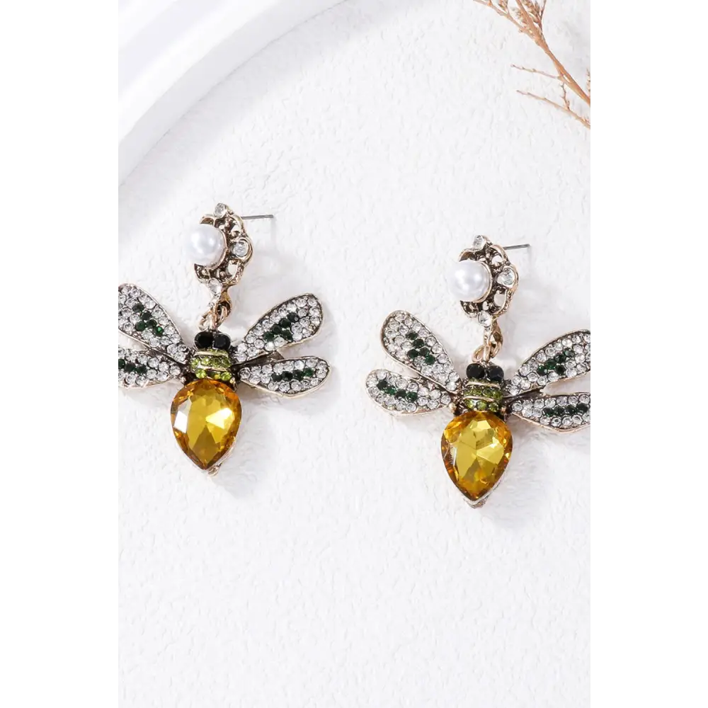 Natural stone bee dangle earrings for luxury fashion and exclusive style $9.99 1-pair alloy, natural stone –