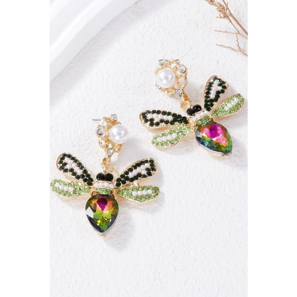 Natural stone bee dangle earrings for luxury fashion and exclusive style $9.99 1-pair alloy, natural stone –