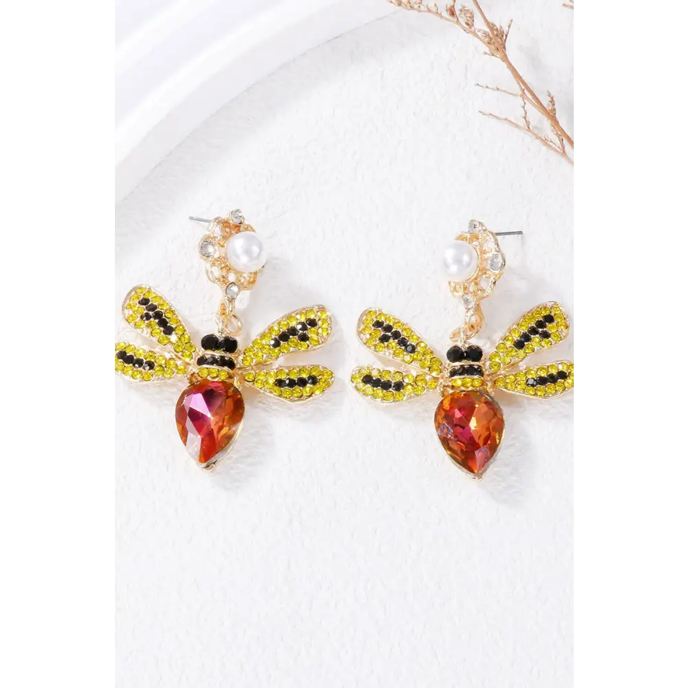 Natural stone bee dangle earrings for luxury fashion and exclusive style $9.99 1-pair alloy, natural stone –