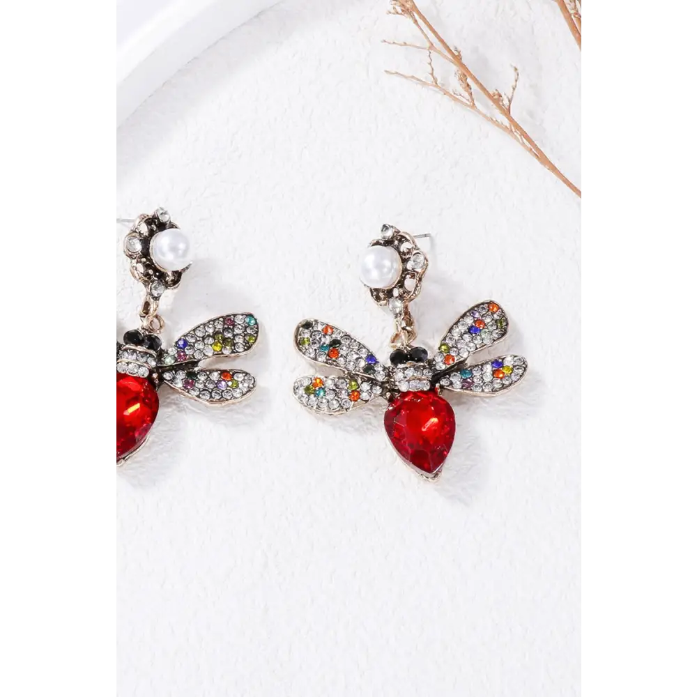 Natural stone bee dangle earrings for luxury fashion and exclusive style $9.99 1-pair alloy, natural stone –