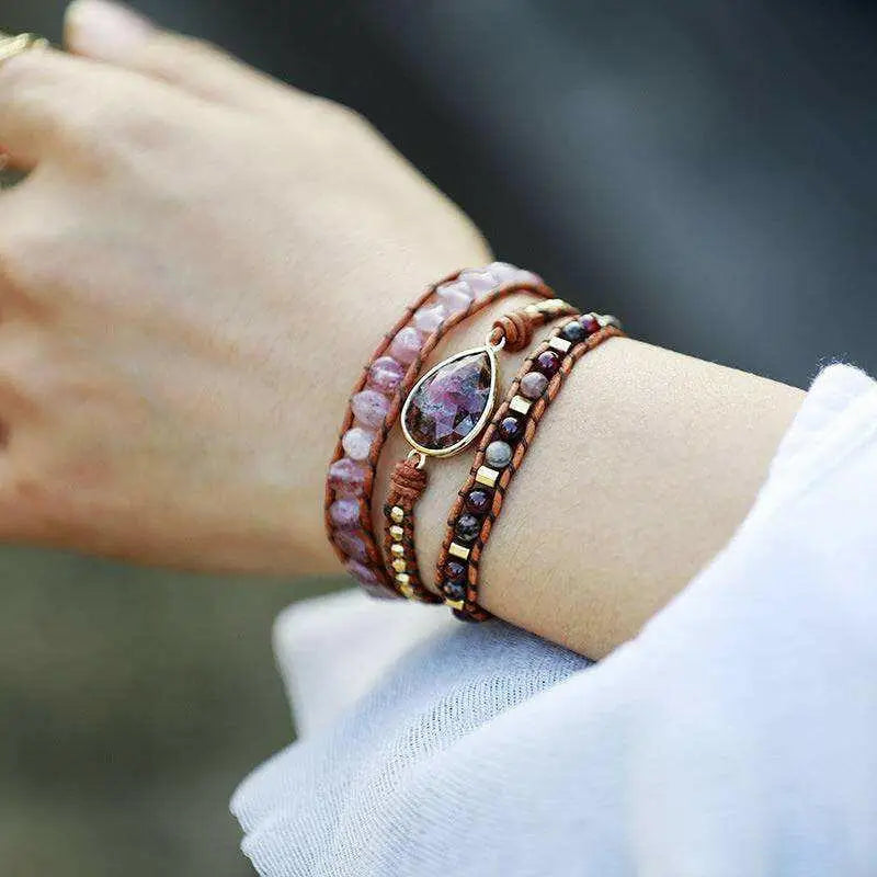 Natural stone layered bracelet for luxury fashion and timeless elegance $27 the exquisite patterns and colors