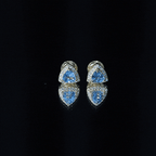 Natural Trilliant Cut Blue Topaz and Diamond Stud Earrings