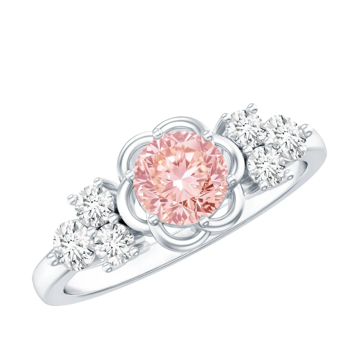 Nature Inspired Lab Grown Pink Diamond Flower Engagement Ring with IGI Certificate