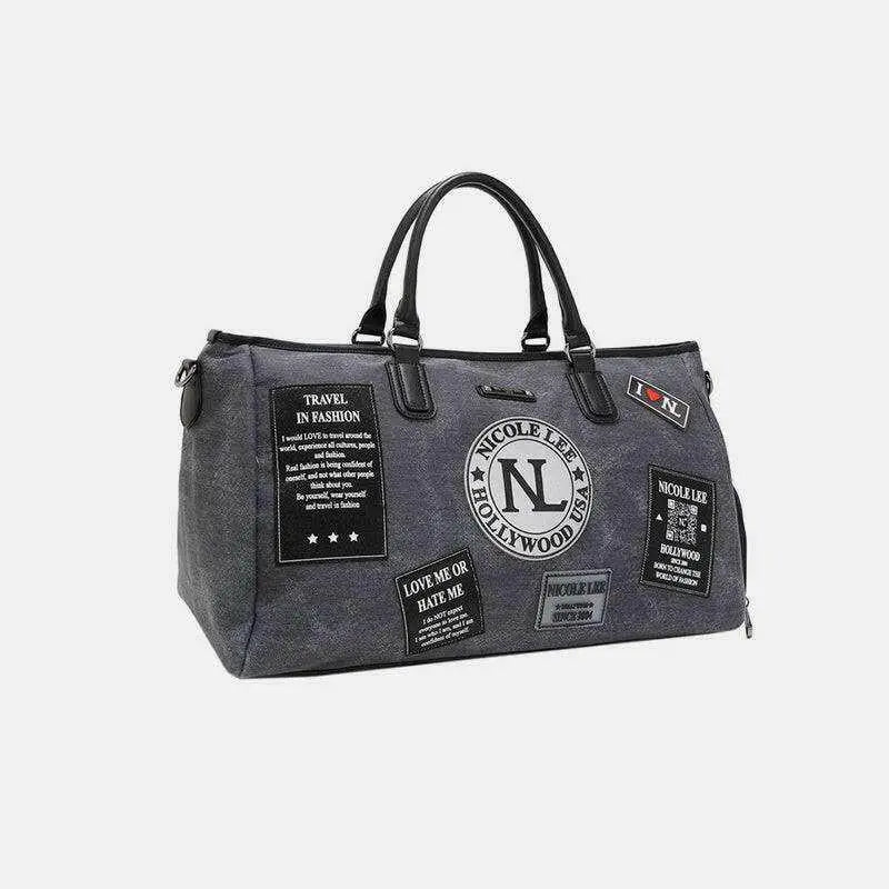 Nicole lee usa denim patch duffel for luxury fashion enthusiasts $91.76 introducing the denim patch duffel,