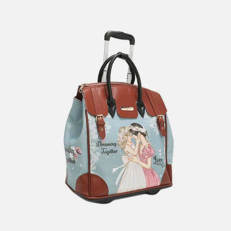 Elevate your travel with the nicole lee usa luxury fashion tote bag $82.52 the printed rolling tote bag