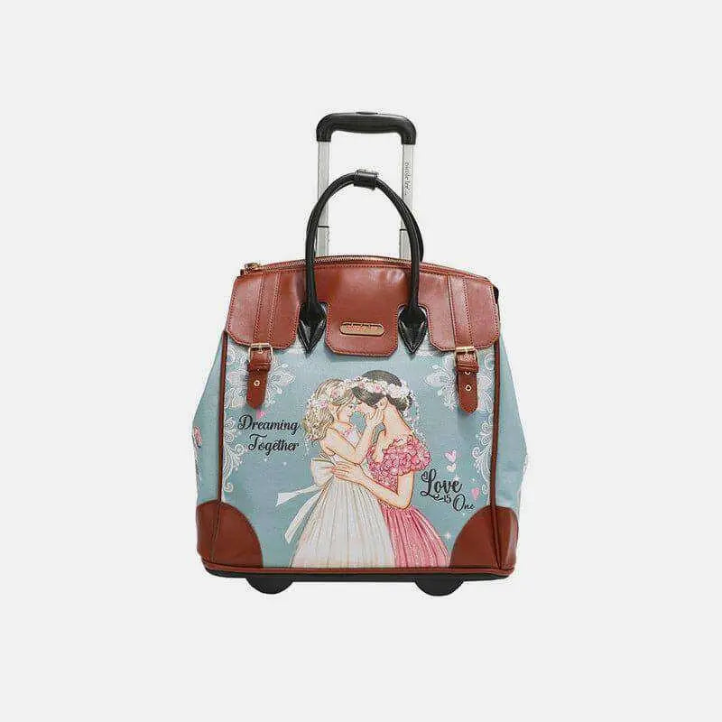 Elevate your travel with the nicole lee usa luxury fashion tote bag $82.52 the printed rolling tote bag