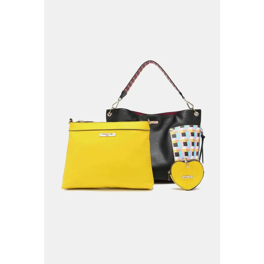 Elevate your style with the nicole lee quihn luxury handbag set $65 the set includes a large shoulder bag, a solid bag,