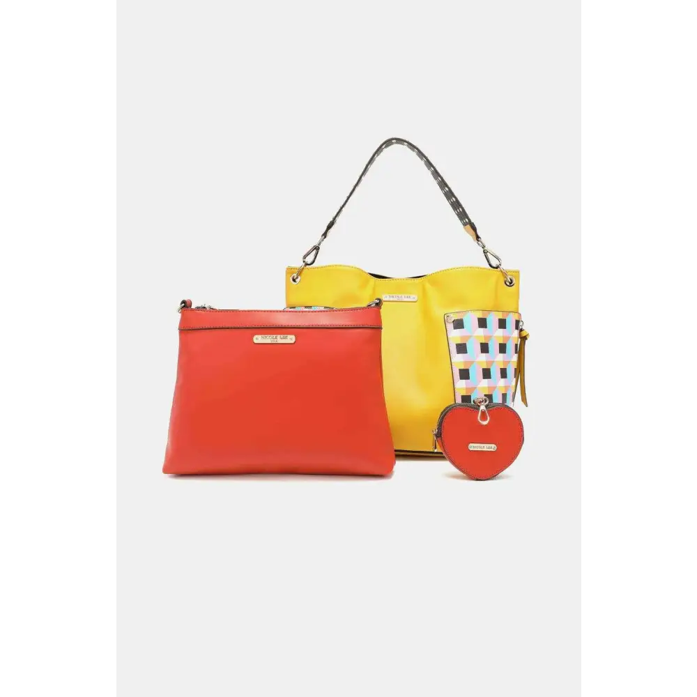 Elevate your style with the nicole lee quihn luxury handbag set $65 the set includes a large shoulder bag, a solid bag,