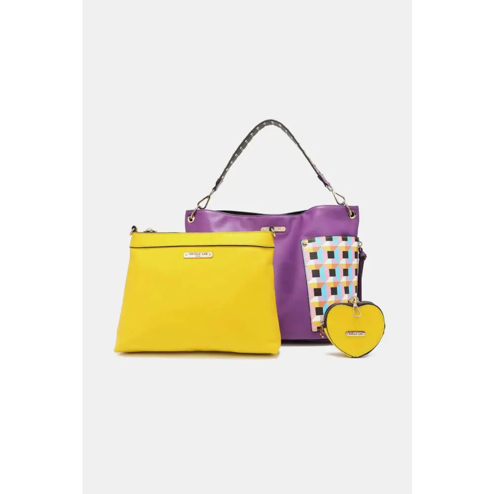 Elevate your style with the nicole lee quihn luxury handbag set $65 the set includes a large shoulder bag, a solid bag,