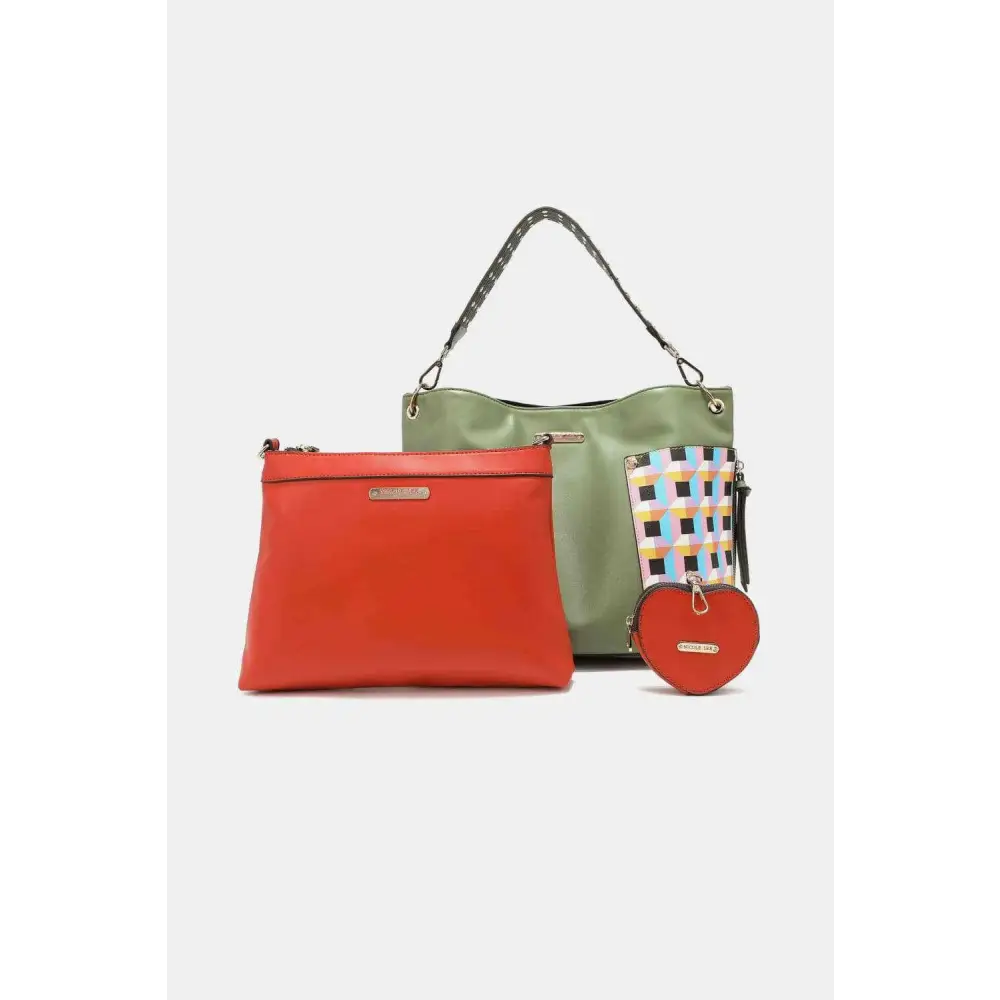 Elevate your style with the nicole lee quihn luxury handbag set $65 the set includes a large shoulder bag, a solid bag,