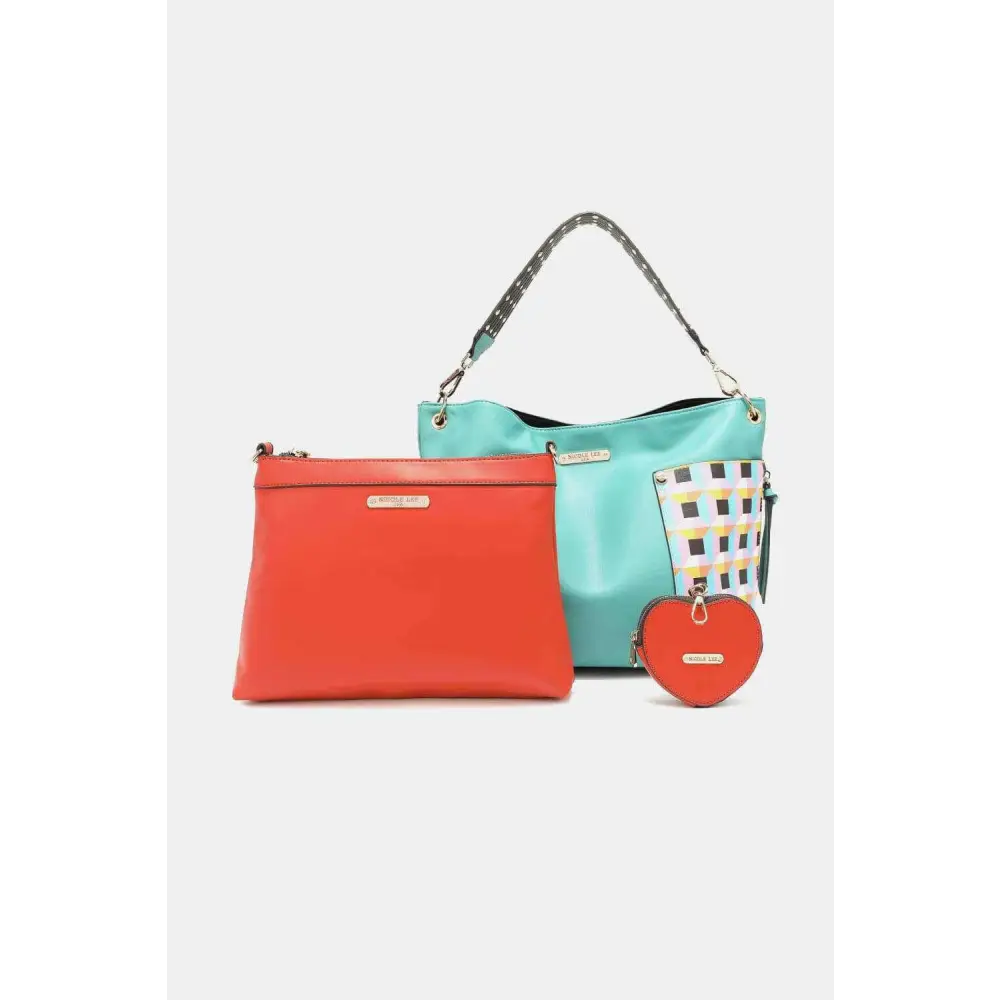 Elevate your style with the nicole lee quihn luxury handbag set $65 the set includes a large shoulder bag, a solid bag,