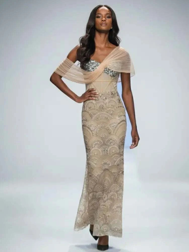 Nude Long Gala Dress FIFTH AVENUE: Prêt-à-Porter Line BYMANYC ® New York