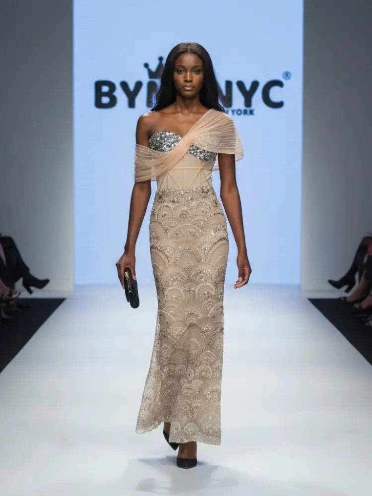 Nude Long Gala Dress FIFTH AVENUE: Prêt-à-Porter Line BYMANYC ® New York