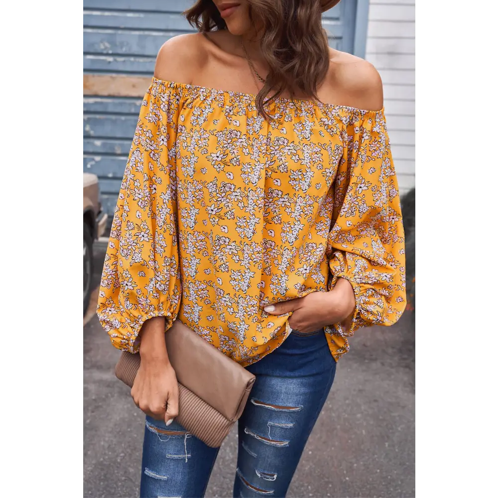 Off-shoulder floral and leopard print luxury fashion for women top $29 sizing regular picture studio, outdoors pattern